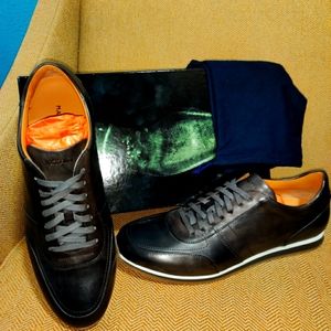 NWOT Magnanni Men's Ronnie Lace-Up Leather Sneakers (Grey Size: US 11)